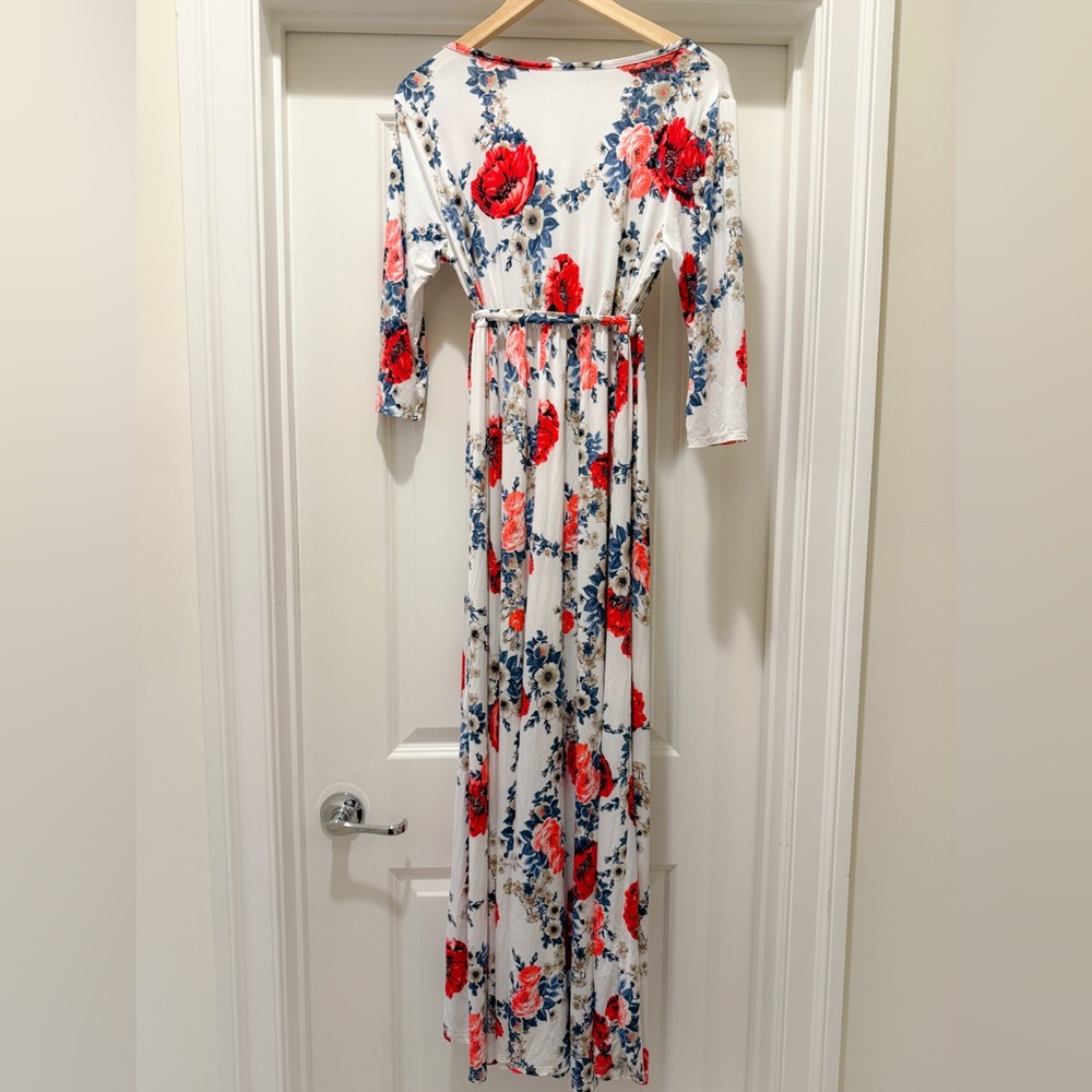 PinkBlush White Floral Maternity Wrap Maxi Dress, Size XL, Great Condition!! - Picture 4 of 4